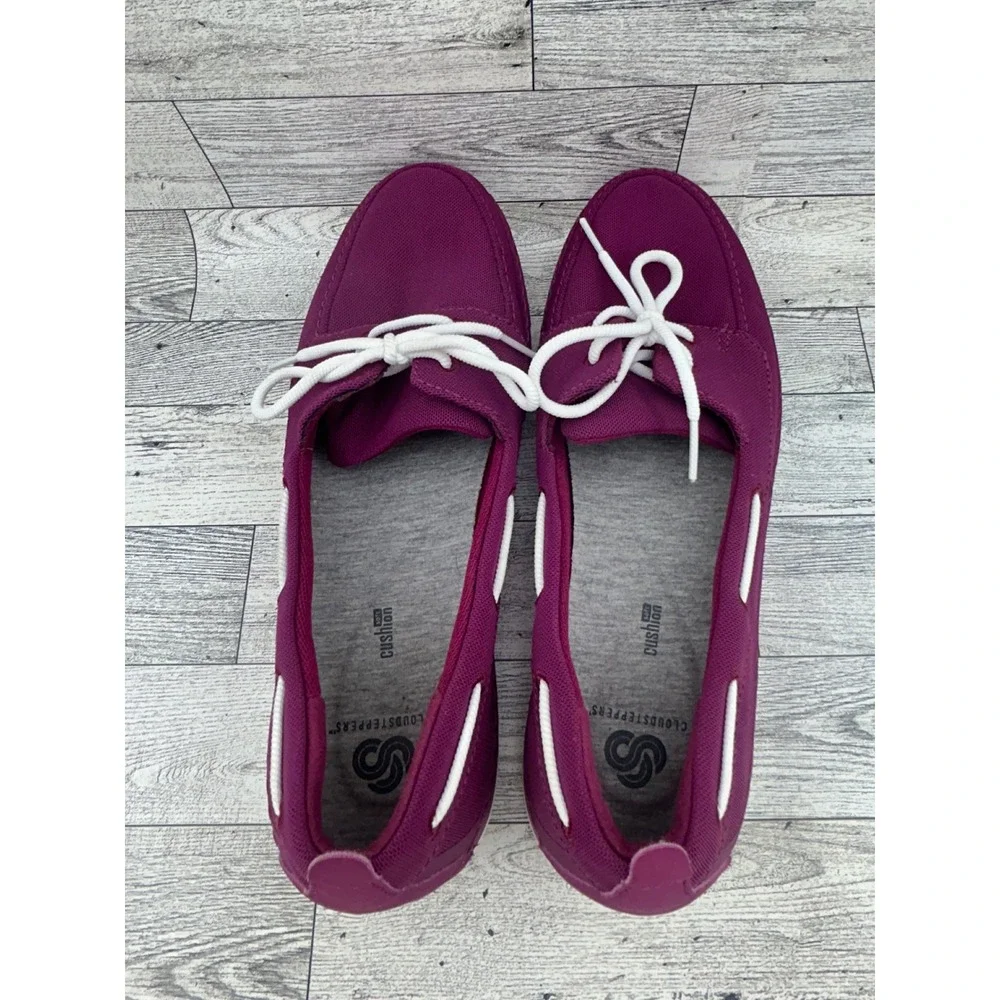 Clarks Cloudsteppers Purple Mesh Boat Shoes Women Sz‎ 9.5 M Cushion Soft Loafers